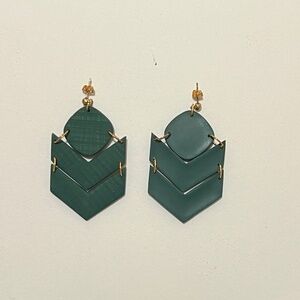 Green, dangling earrings